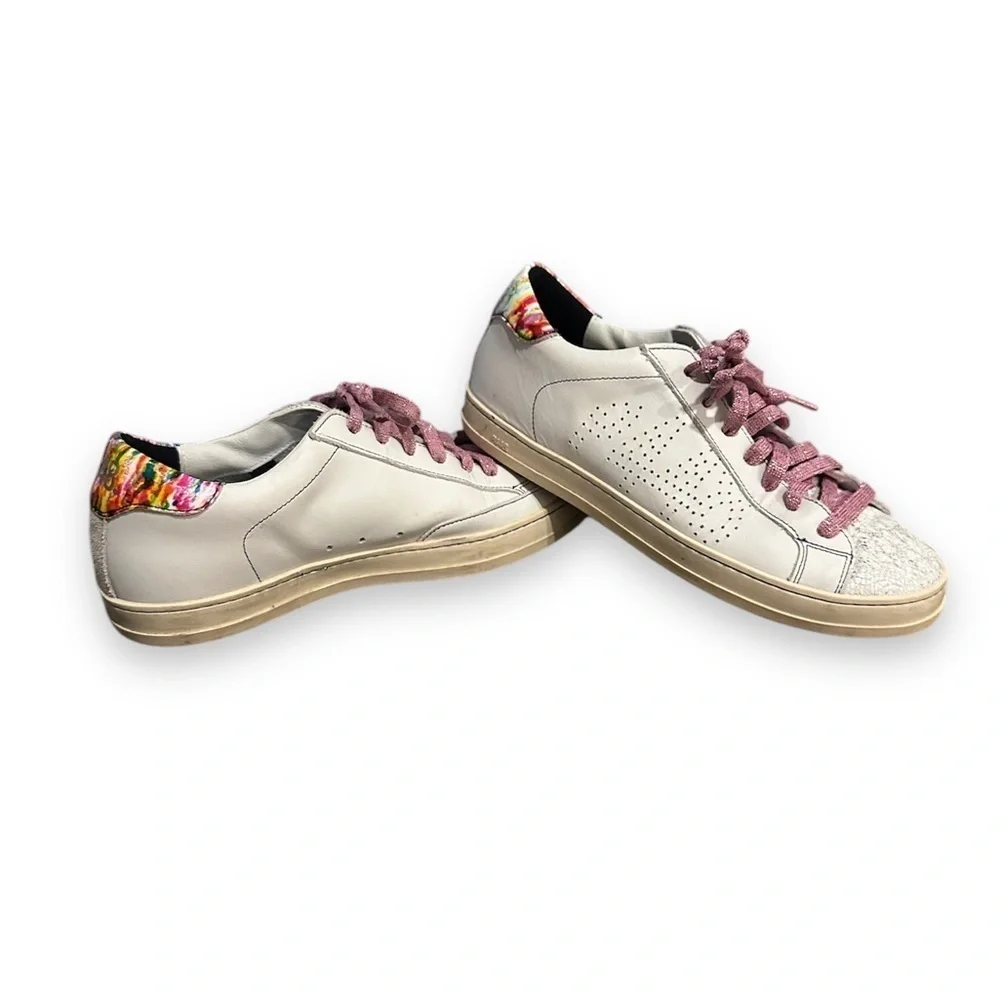 NWOT P448 John Lionfish Rainbow, White, and Pink size 38